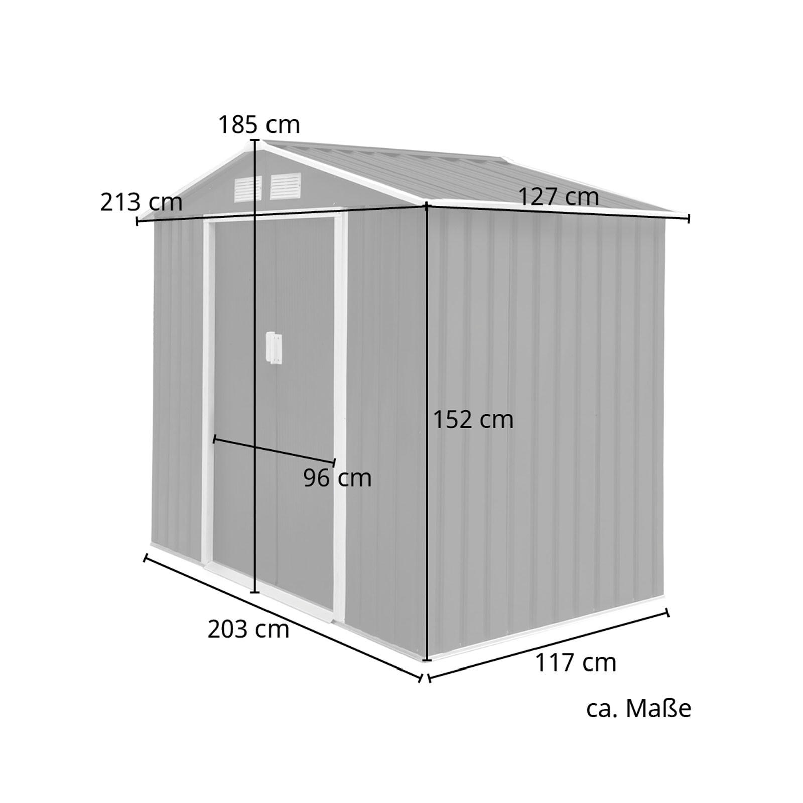 GERÄTEHAUS S100 Metall Hellgrau - Grau, Metall (127/185/213cm) - HATTORO