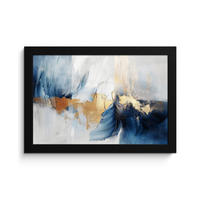 POSTER MIT RAHMEN Gold - Blau - Aquarell - Kunst - Modern 30x20 cm - Hellblau, Papier (30/20cm) - MuchoWow