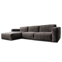 ECKSOFA mit Longchair - Graubraun/Schwarz, Kunststoff/Textil (345/170cm) - home24