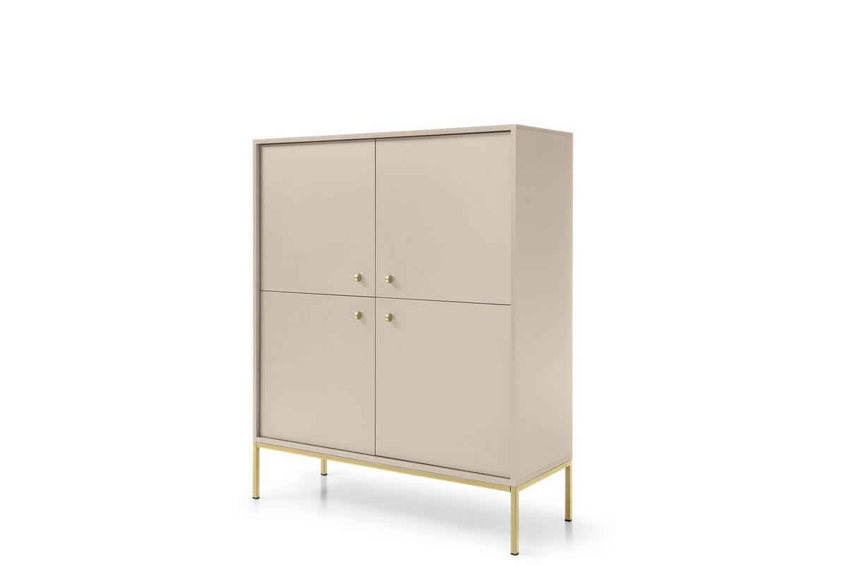 KOMMODE - kommode Melody I 104 4D Beige + Gold - Beige/Goldfarben, Holzwerkstoff (104/125/39cm) - Möblo