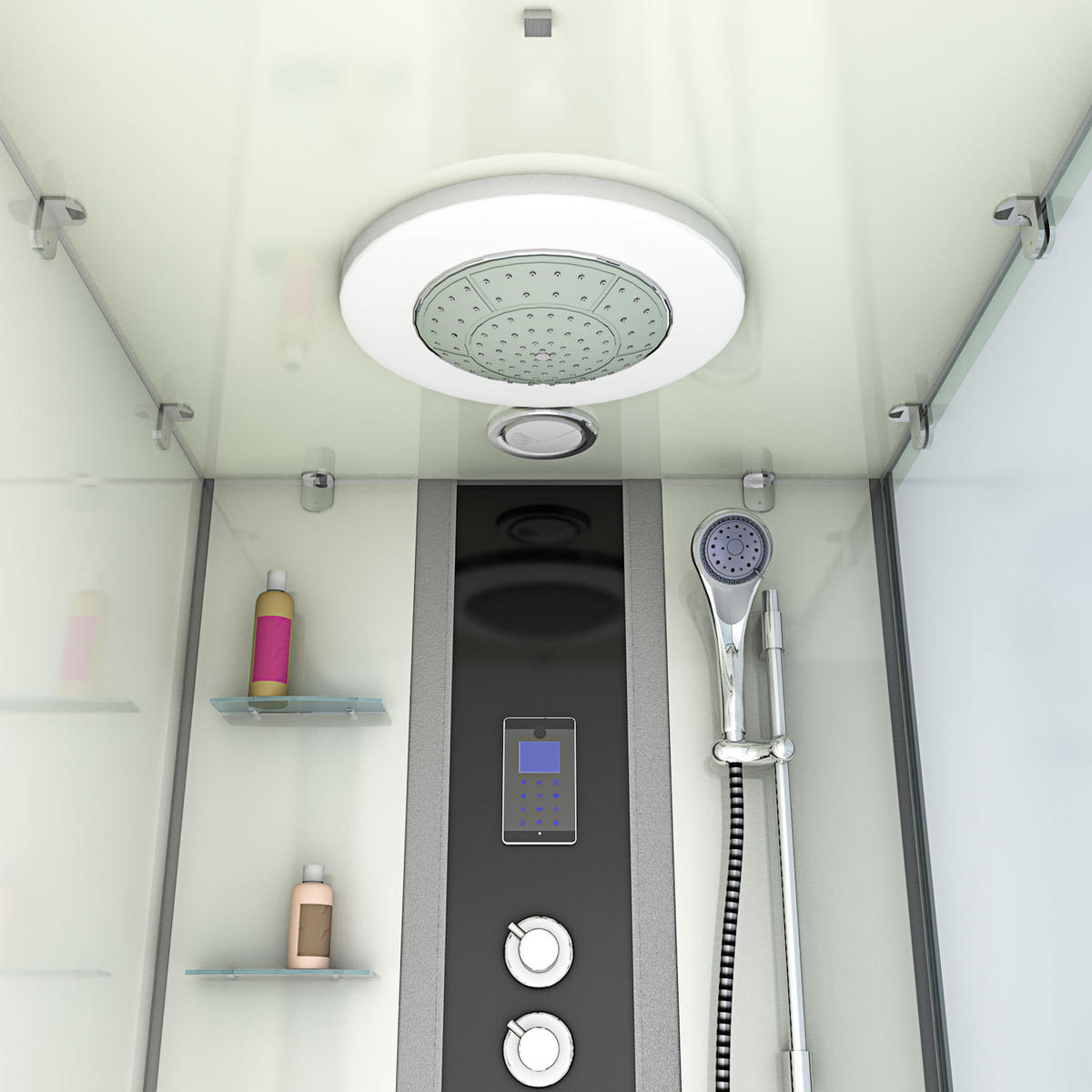 WHIRLPOOL Dusche Kombination K05-L03-WP 180x90 cm - Weiß, Glas/Kunststoff (90/225/180cm) - AcquaVapore by Sandra Jentho