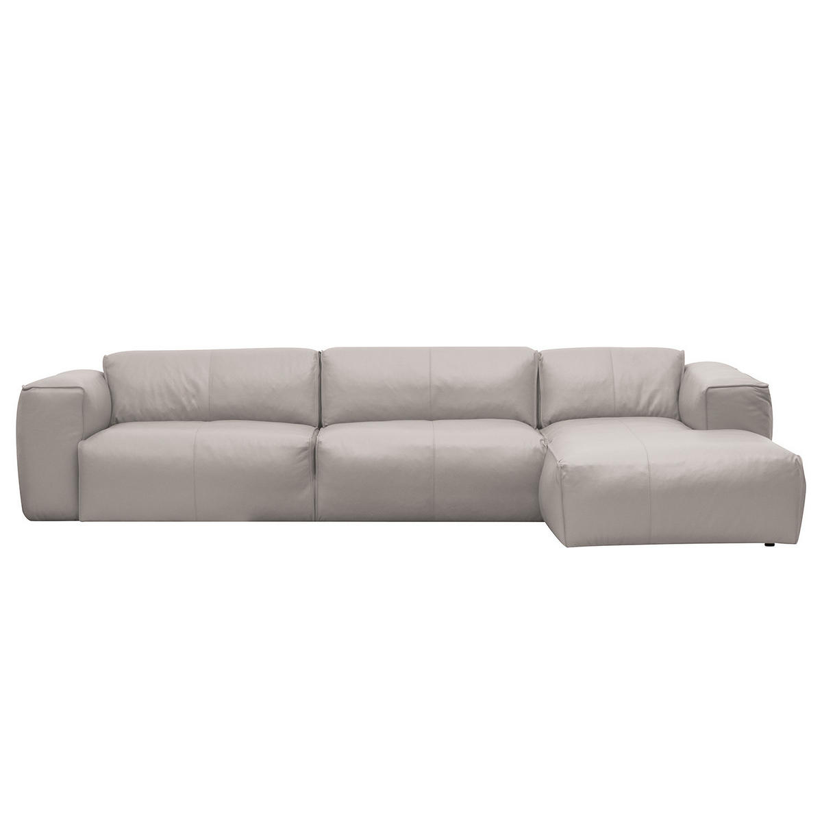 3-SITZER ECKSOFA mit Longchair - Hellgrau/Schwarz, Leder/Kunststoff (317/173cm) - home24