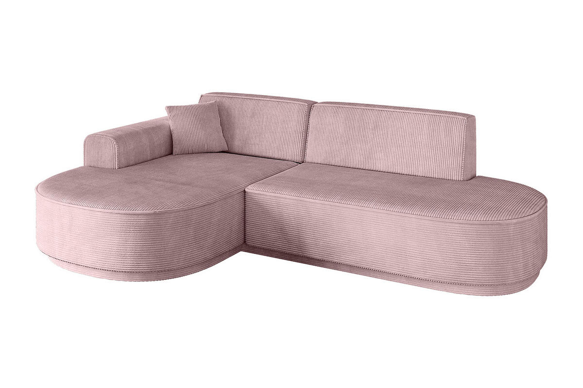 ECKSOFA Ottomane Links MARI-L1 - 232x163x73,5 cm Rosa Cord - Schwarz/Rosa, Holzwerkstoff/Kunststoff (163/234cm) - ALTDECOR