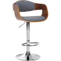 BARHOCKER Lederlook walnuss/grau - Chromfarben/Walnussfarben, Textil/Metall (50/88/48cm) - CLP