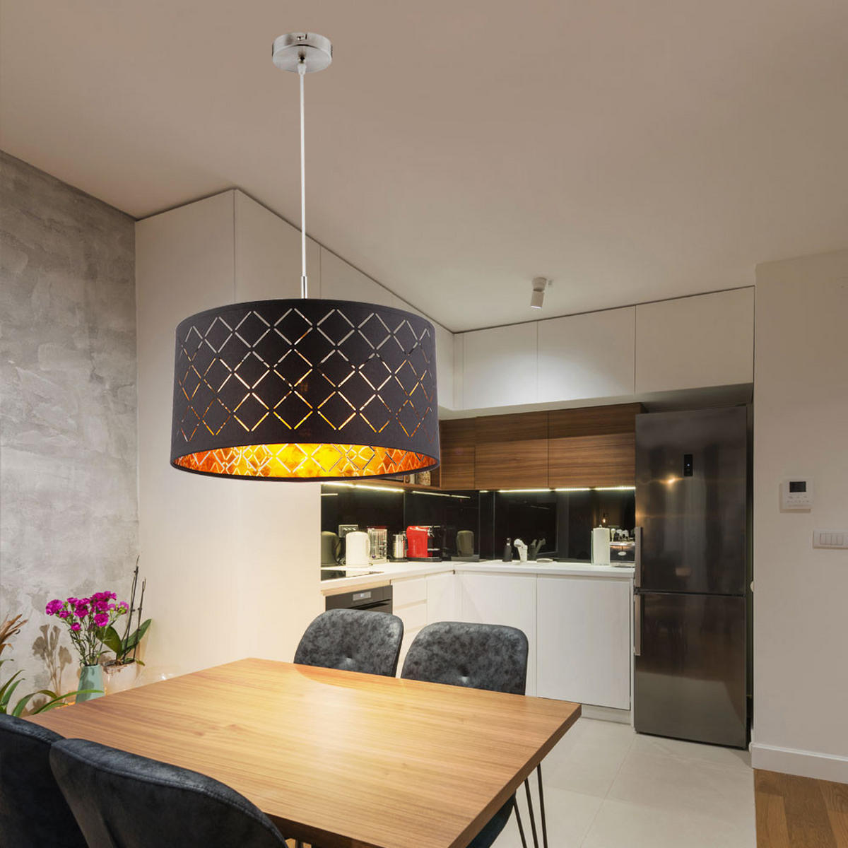 HÄNGELEUCHTE Metall Schwarz Gold - Schwarz, Metall (40/40/140cm) - Globo Lighting