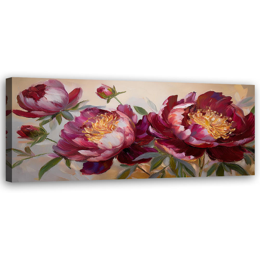 WANDBILD pfingstrosen blüht rote natur - Rot, Textil (90/30cm) - Feeby