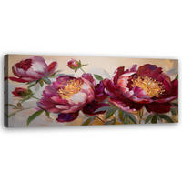 WANDBILD pfingstrosen blüht rote natur - Rot, Textil (90/30cm) - Feeby