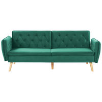 2-SITZER-SCHLAFSOFA Samtstoff Dunkelgrün Bardu - Dunkelgrün, Textil (213/84/106cm) - Beliani