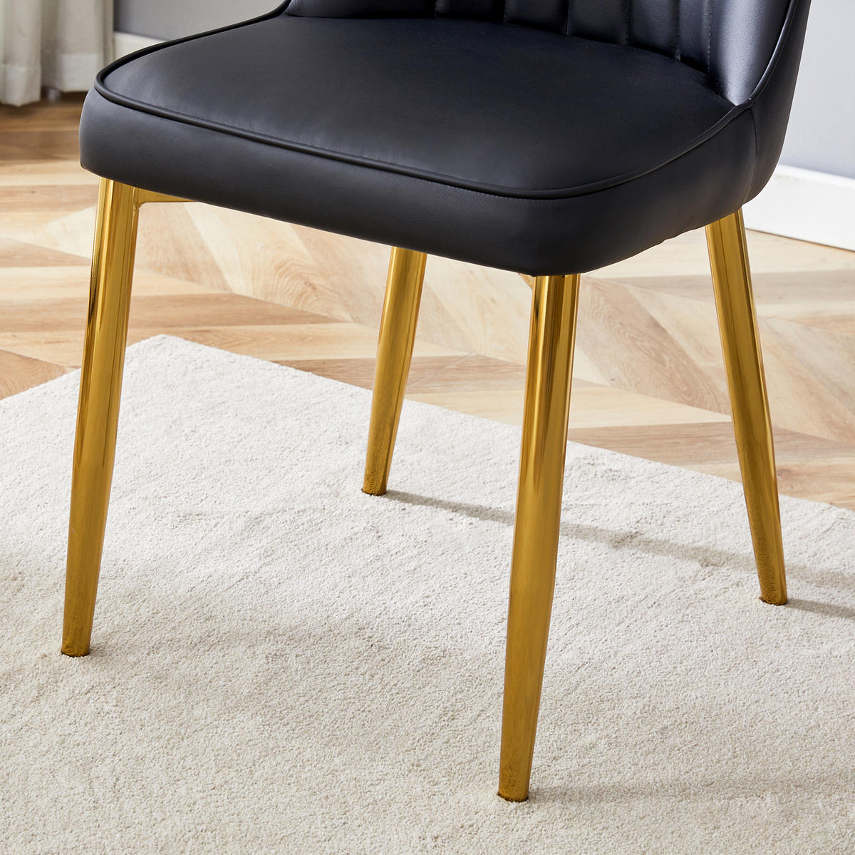 ESSZIMMERSTUHL mit PU-Lederbezug 89 cm Schwarz/Gold - Goldfarben, Metall (41.5/89/43cm) - Meubliv