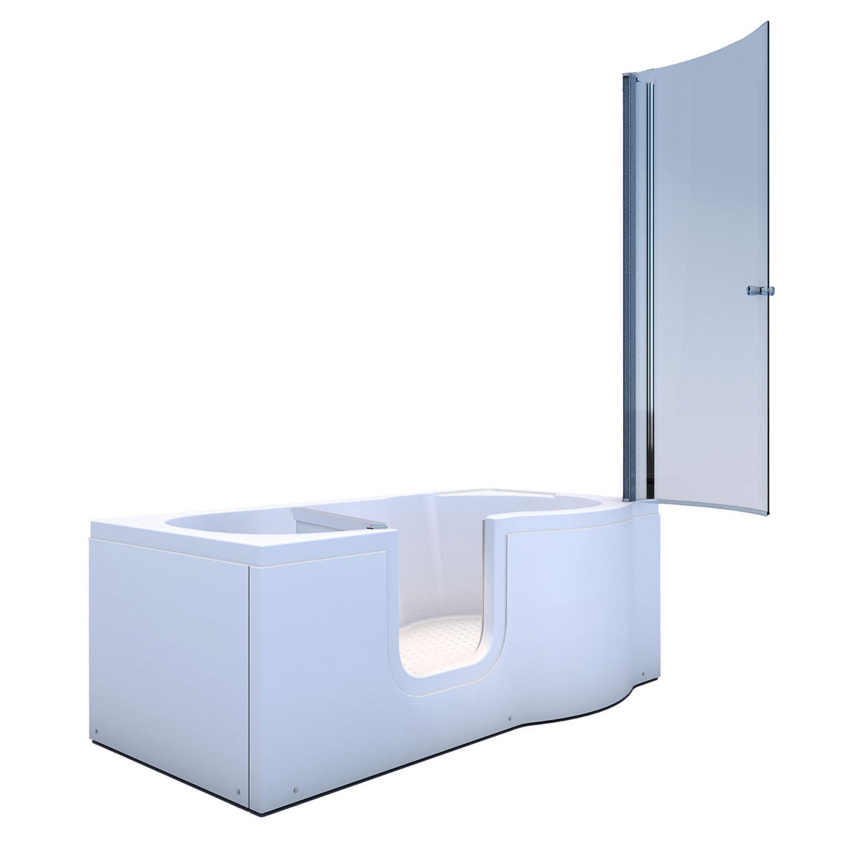 SENIORENDUSCHE S12D-L Weiß - Weiß, Glas/Kunststoff (170/85/200cm) - AcquaVapore by Sandra Jentho