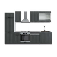 KÜCHENZEILE Fame-Line Anthrazit Landhaus/Weiß 300 cm, AP Marmor - Dunkelgrau/Weiß, Holzwerkstoff (300/81.6/60cm) - Vicco