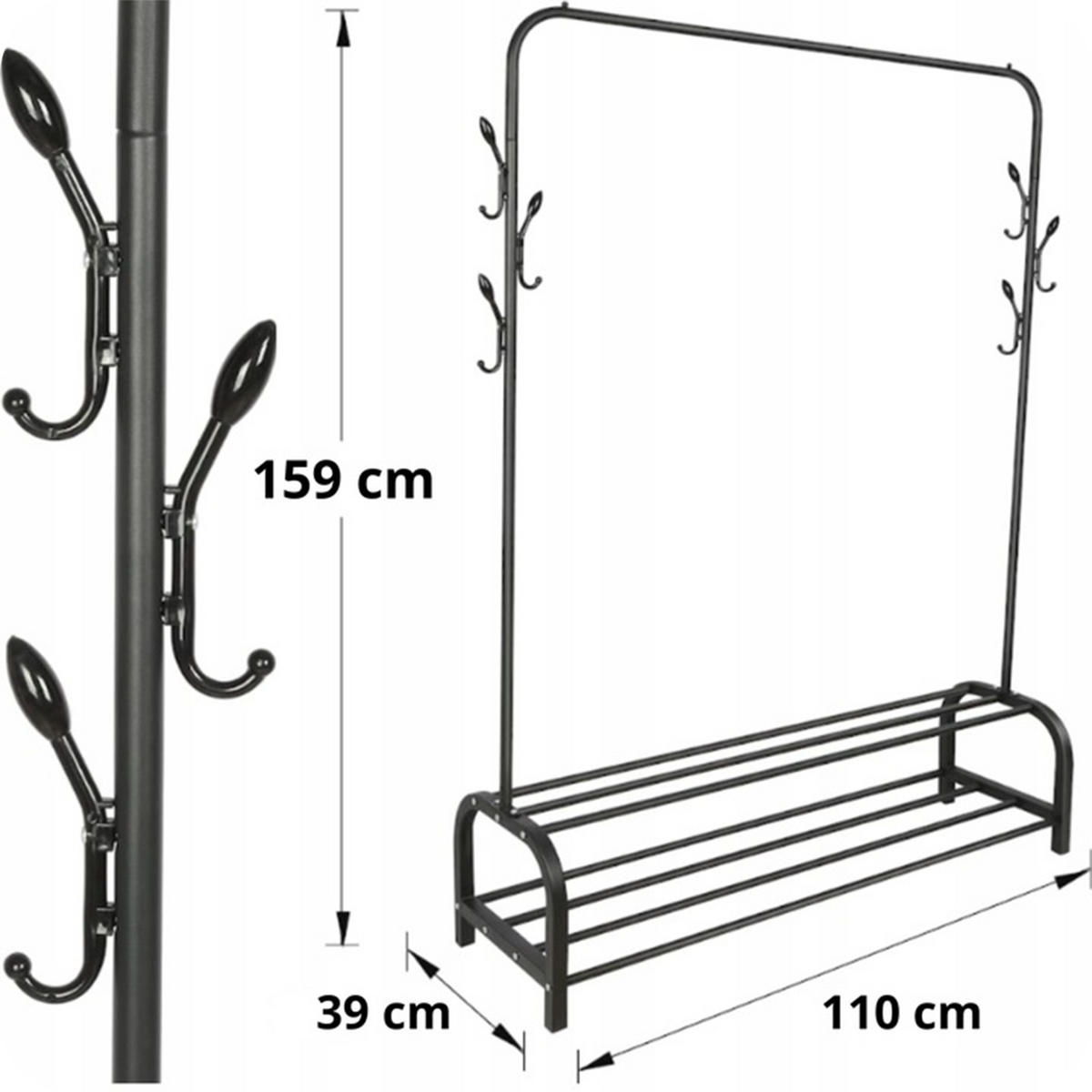 KLEIDERSTÄNDER - Schwarz, Metall (110/159/39cm) - KRUMAD