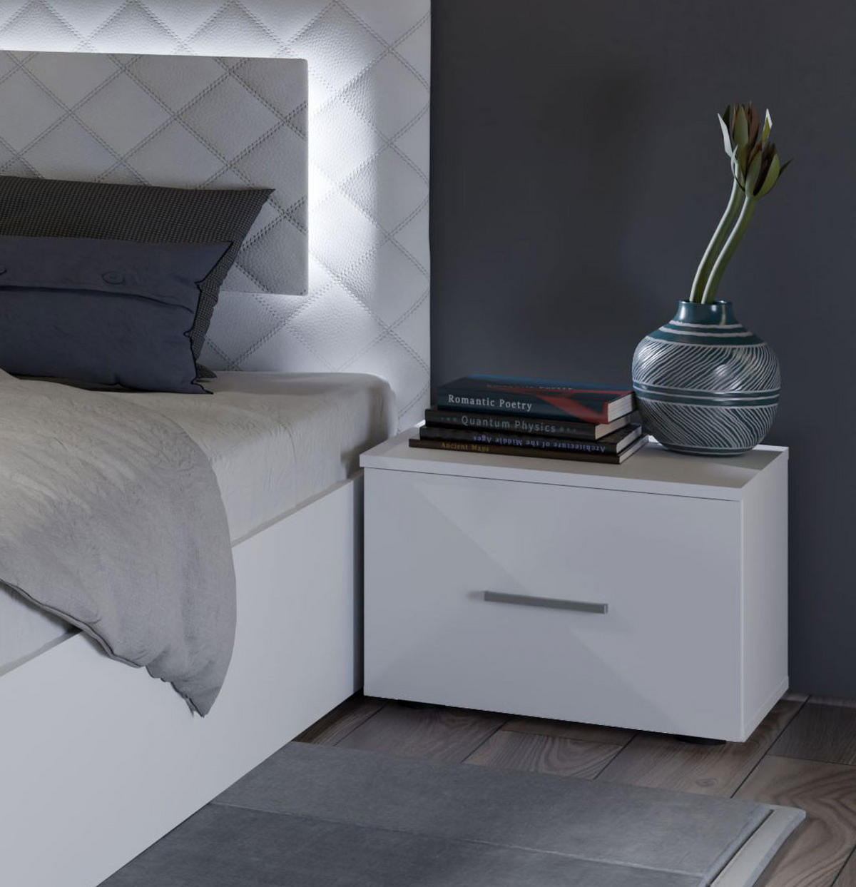 NACHTKONSOLEN 2ER SET Panarea weiß Hochglanz je 46 / 40 / 35cm - Weiß Hochglanz/Weiß, Holz/Holzwerkstoff (46/35/40cm) - Feldmann-Wohnen