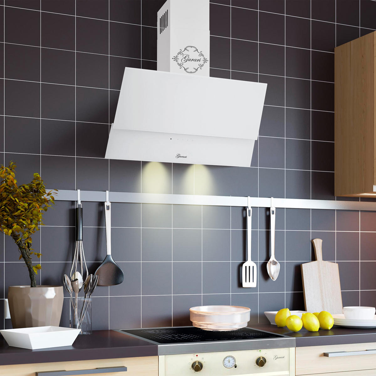 DUNSTABZUGSHAUBE GCH 268 WH 8 Prime + Umluftset, 80 cm Weiß Glas - Weiß, Glas/Metall (80/36/37cm) - Gurari