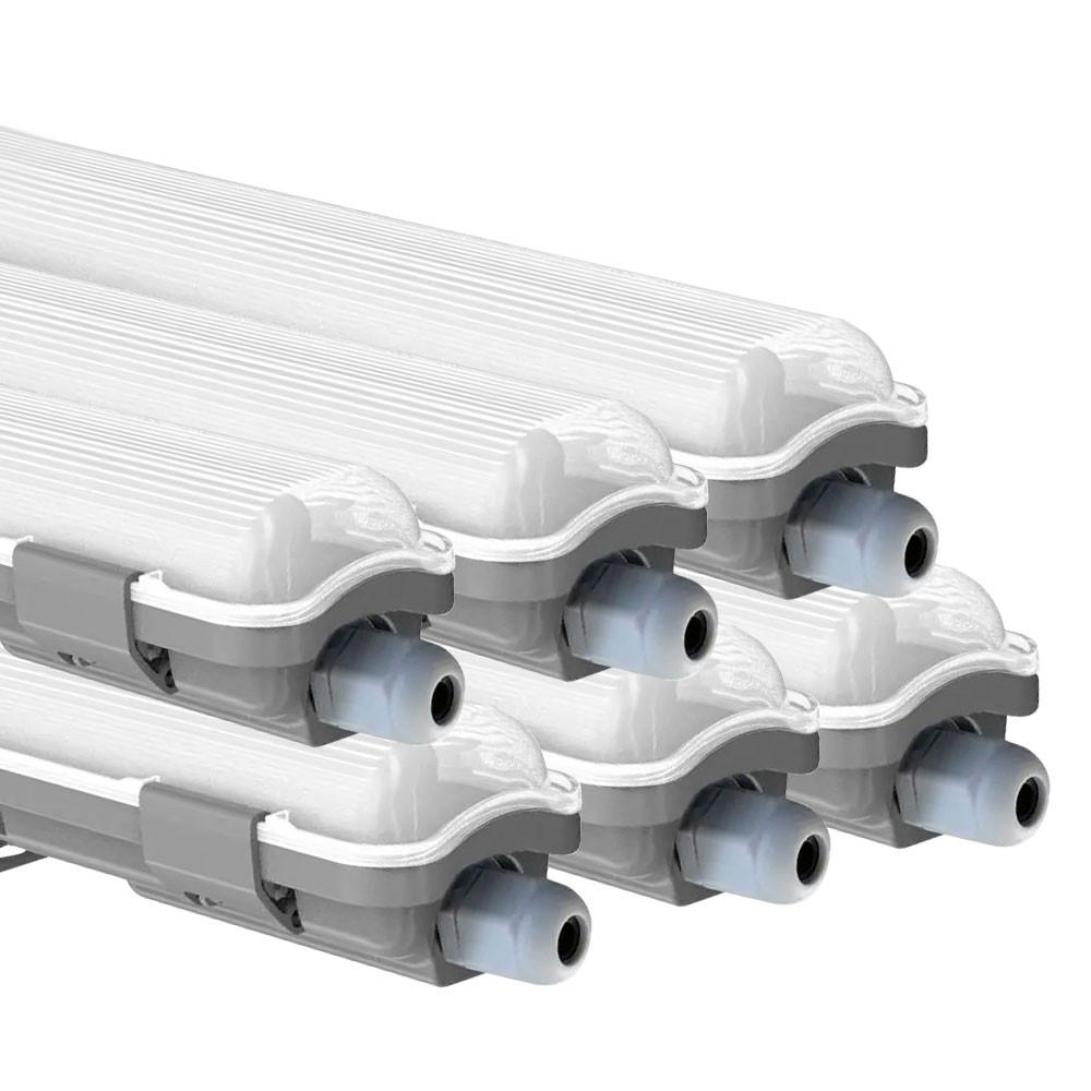 LED DECKENLEUCHTE Grau Kunststoff 6er Set - Grau, Kunststoff (127.5/6.8/5.8cm)