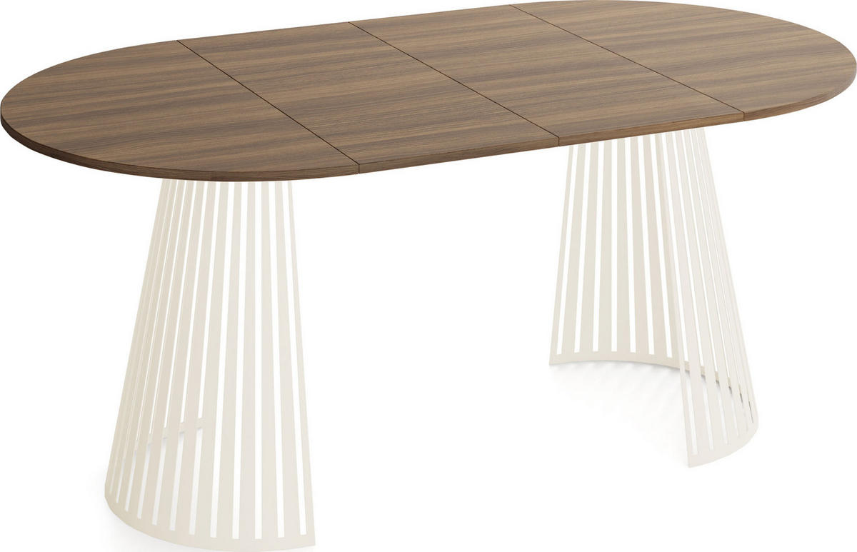 ESSTISCH Naro runder ausziehbarer, Walnuss Braun 120-200/120/76 cm - Kaschmir/Walnussfarben, Holzwerkstoff/Metall (120/120/76cm) - WFL GROUP