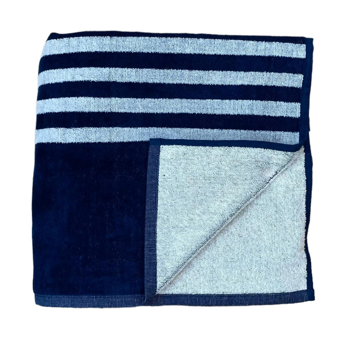 STRANDTUCH Frottee Velours Jacquard Baltimore 140x180 400g/m² - Blau, Textil (140/180cm) - LE COMPTOIR DE LA PLAGE