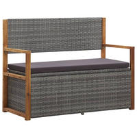 BANK Mit Stauraum 115 Cm Poly Rattan Massivholz Akazie Grau - Grau, Kunststoff (115/85/50cm) - vidaXL
