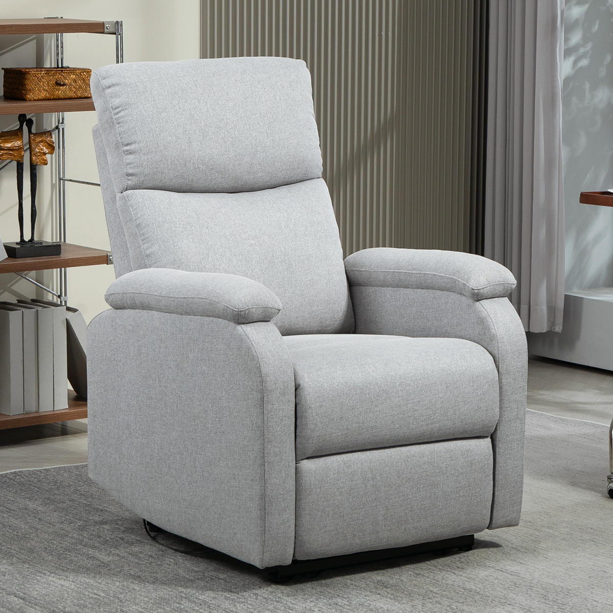 RECLINER-SESSEL DE-06305 mit verstellbarer Lehne & Fußstütze Grau - Grau, Textil/Metall (69/103/91.5cm) - ComfortXL