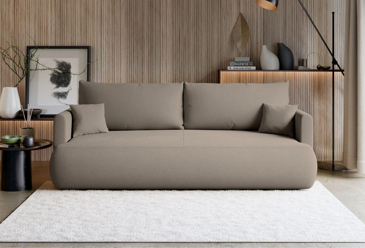 3-SITZER SOFA Ovo Mini Greige Chenille Easy-Clean - Taupe/Schwarz, Kunststoff/Textil (226/90/97cm) - Selsey