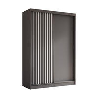 SCHWEBETÜRENSCHRANK Erika 150 cm mit Lamellen ohne Spiegel 2-türig, grau, grau, Lamelle weiß - Weiß/Grau, Kunststoff (150/216/51cm) - Margaret Hadas24