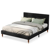 POLSTERBETT mit Leinenbezug 140x200 cm Schwarz mit Lattenrost und Stauraum unter dem Bett - Schwarz, Holz (140/200cm) - IVMEU
