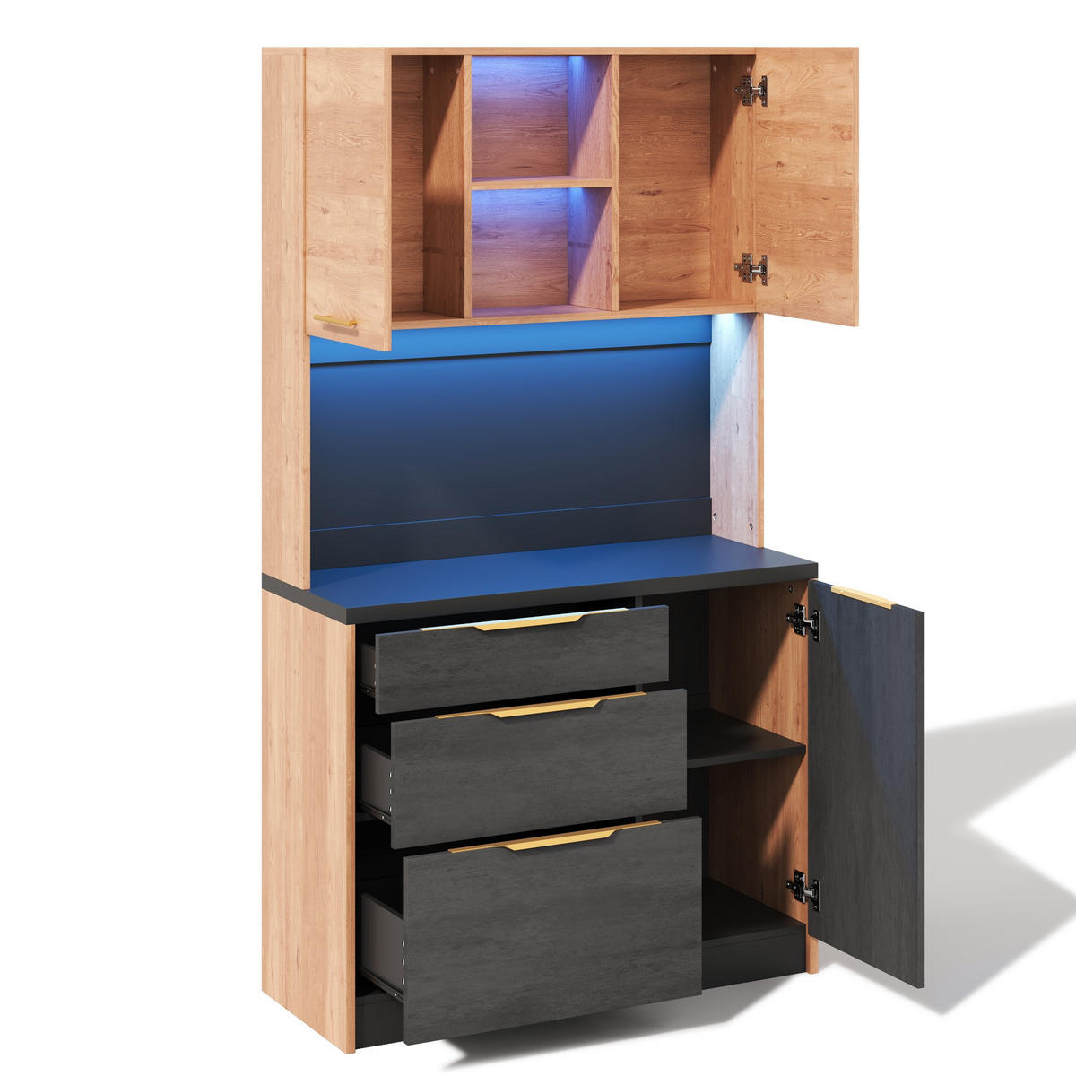 BUFFET 100/40/180 cm neutral aus MDF mit LED - Naturfarben, Holzwerkstoff (100/180/40cm) - OKWISH