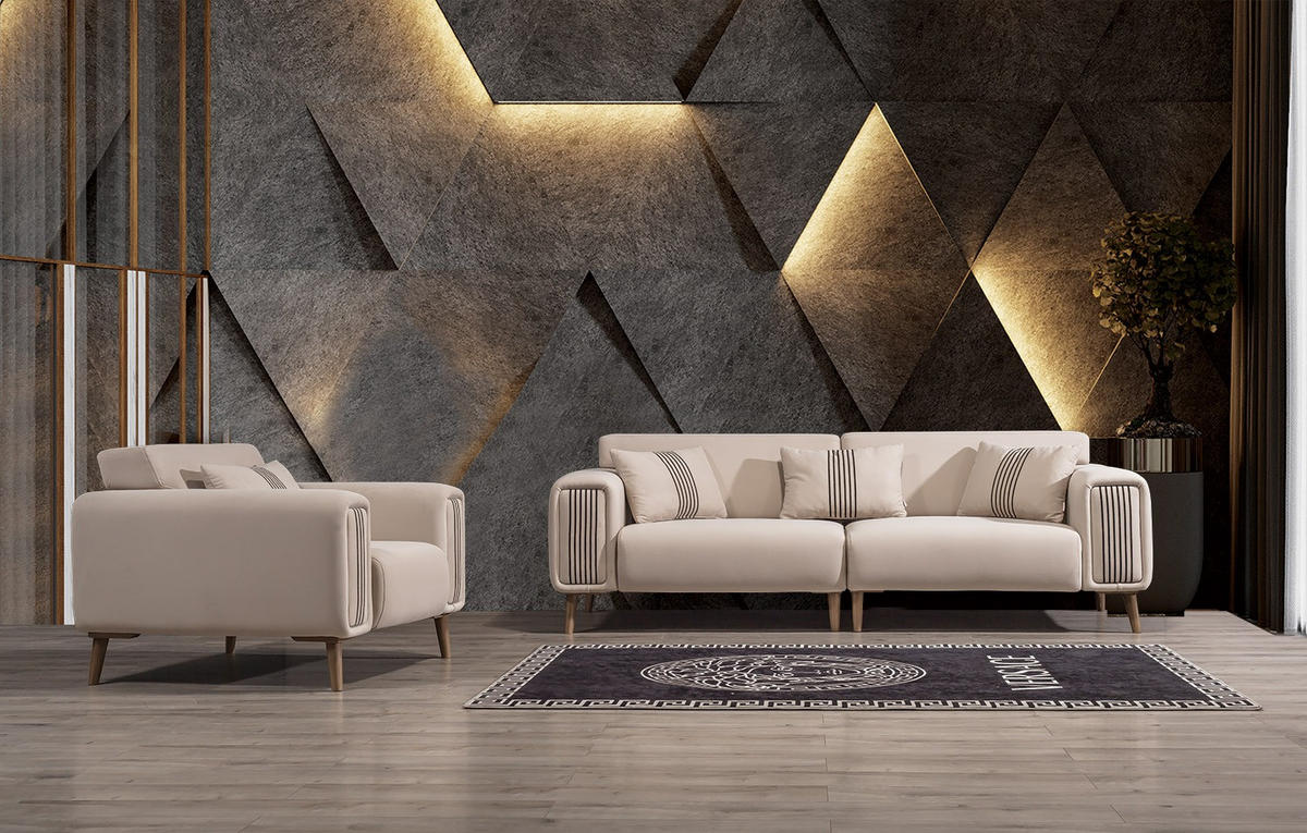 1-SITZER Sofa SANTERO, Grau - Beige, Holz/Textil (120/100/90cm)
