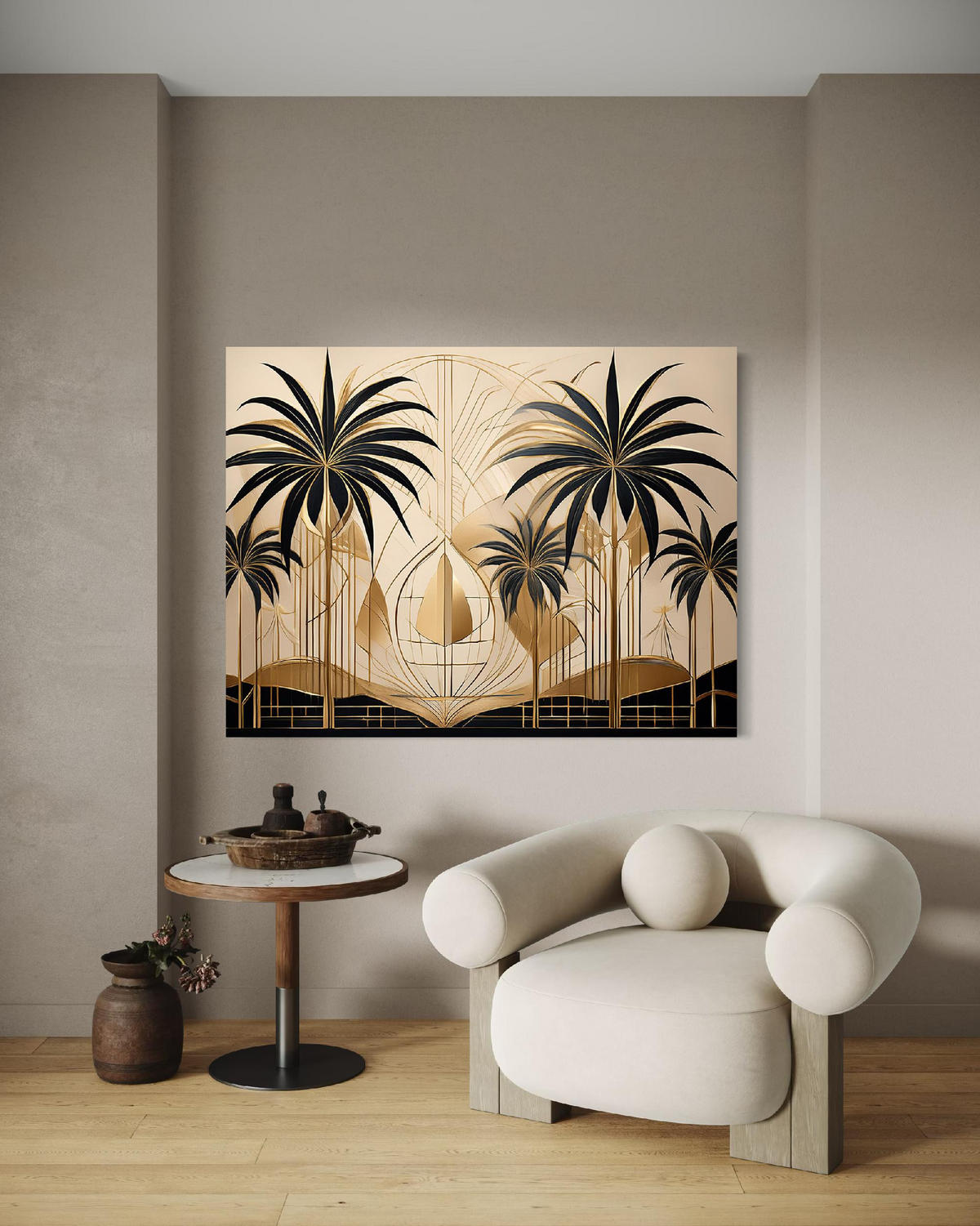 WANDBILD tropische landschaft abstrakt - Beige, Textil (60/40cm) - Feeby