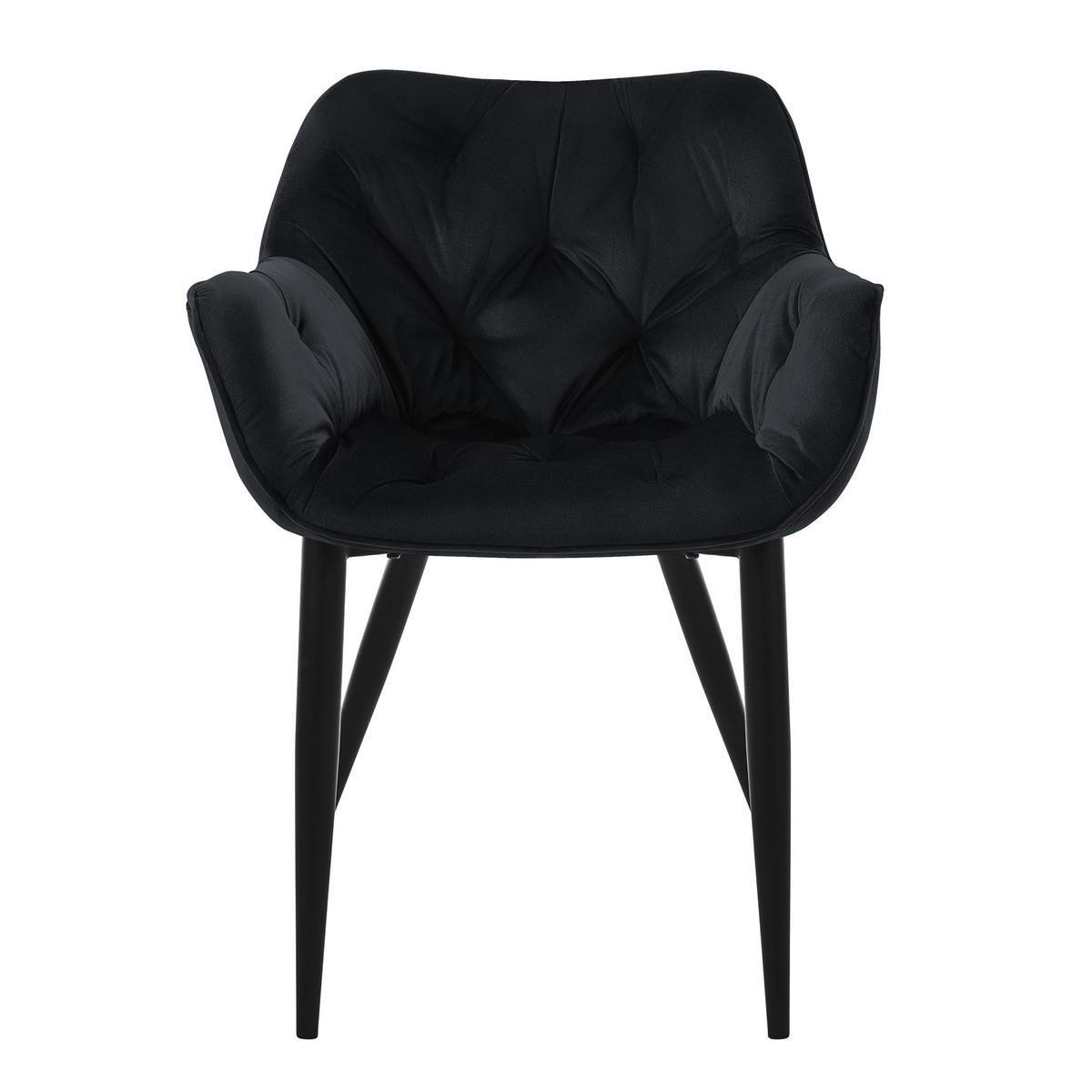 ESSZIMMERSTUHL Samt Schwarz 6er Set - Schwarz, Metall (67/83/59cm) - ML-DESIGN