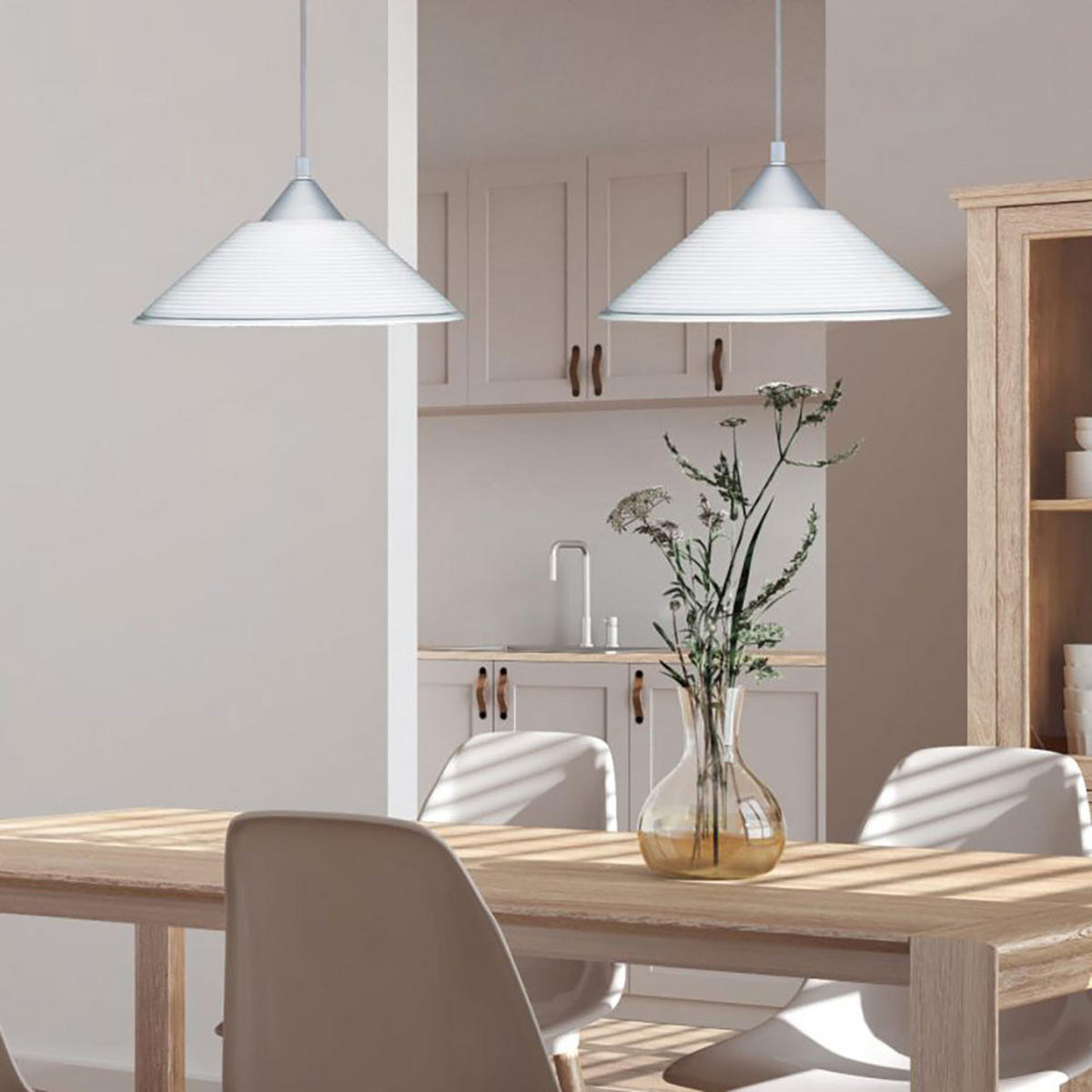 HÄNGELEUCHTE Weiß Metall - Weiß, Glas (30/30/125cm)