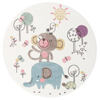 KINDER TEPPICH MAUI KIDS LUSTIGE TIERE BUNT RUND - Creme, Textil (200/200cm) - Pergamon