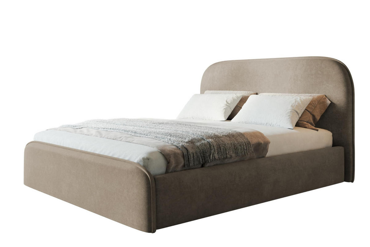 BETT 180x200 - Polsterbett mit Bettkasten und Holzrahmen - Modern Betten - Weicher Jasminstoff - Kollektion Vienna - Beige - Beige, Holz/Textil (180/200cm) - Alpi-Möbel