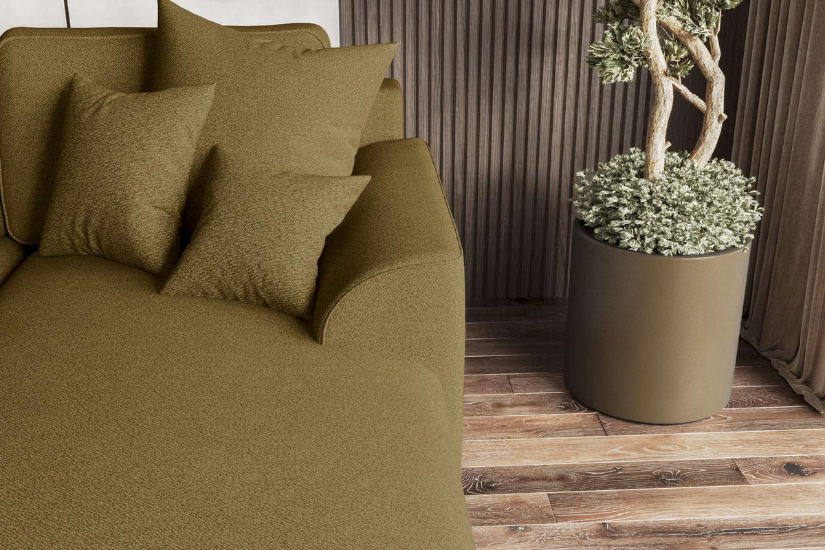 ECKSOFA GUSTO Strukturstoff Olivgrün Rechts inkl. Schlaffunktion - Chromfarben/Olivgrün, Kunststoff/Textil (295/194cm) - 99rooms