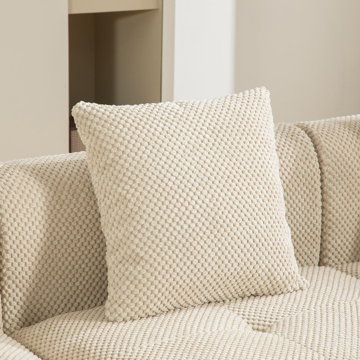 2-SITZER SOFA Chenille Light Khaki mit Kissen - Hellbraun, Textil (190/75/89cm) - WISHDOR