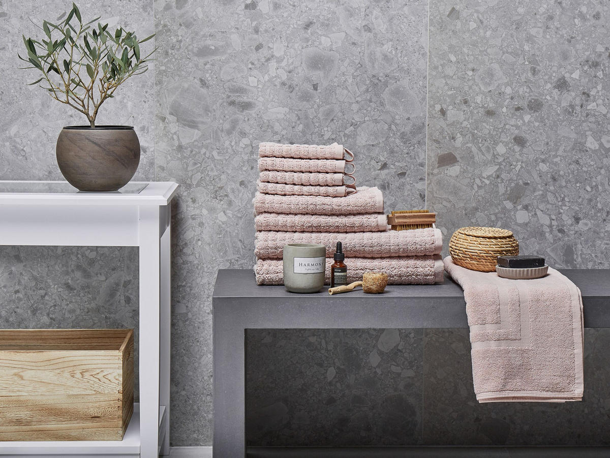 BADEHANDTUCH 9-teilig Rosa Atai - Pink, Textil (70/140cm) - Beliani