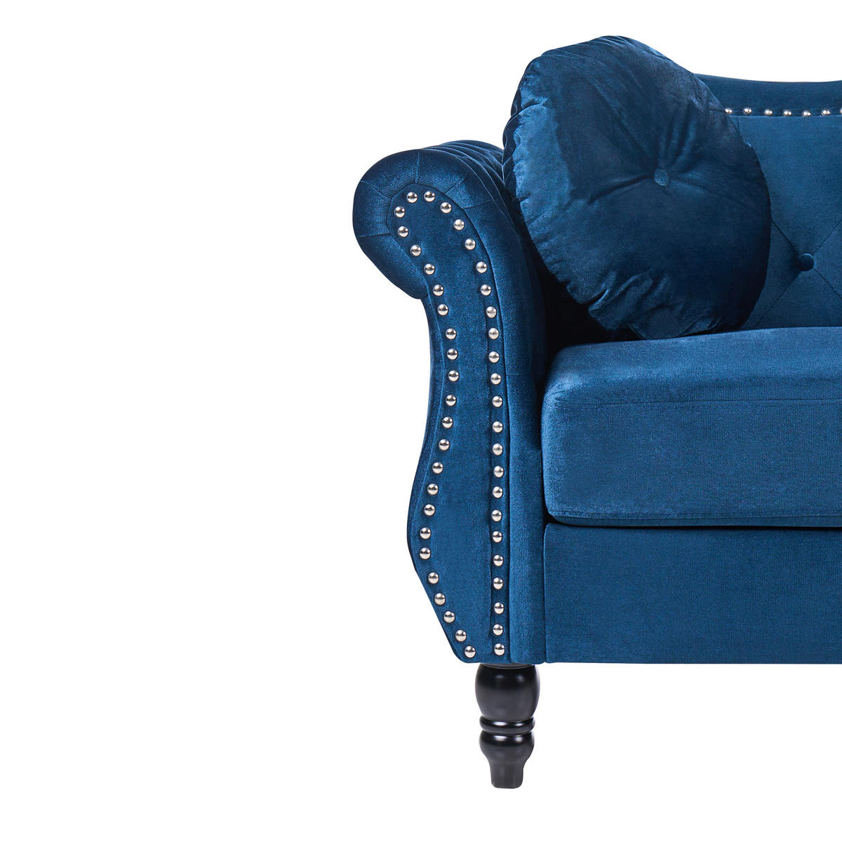 3-SITZER-SOFA Samtstoff Marineblau Skien - Hellblau, Textil (204/86/78cm) - Beliani