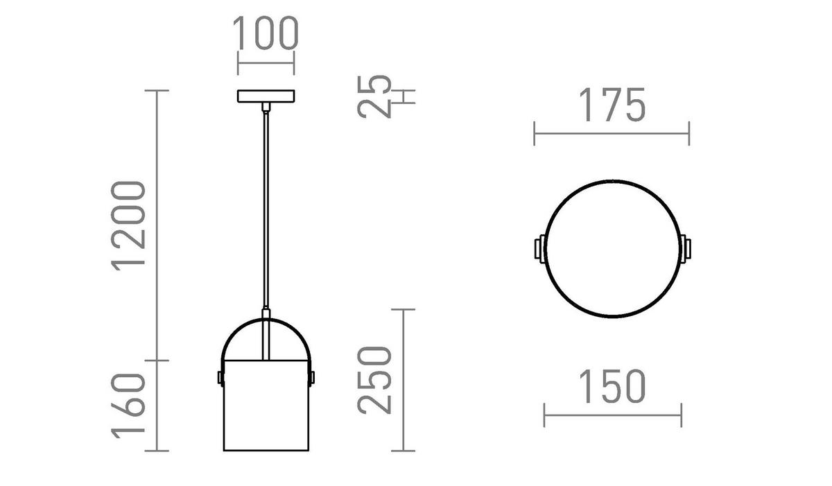 PENDELLEUCHTE JULIETTA 16 Opalglas 15 W - Schwarz, Metall (30/30/120cm) - Rendl