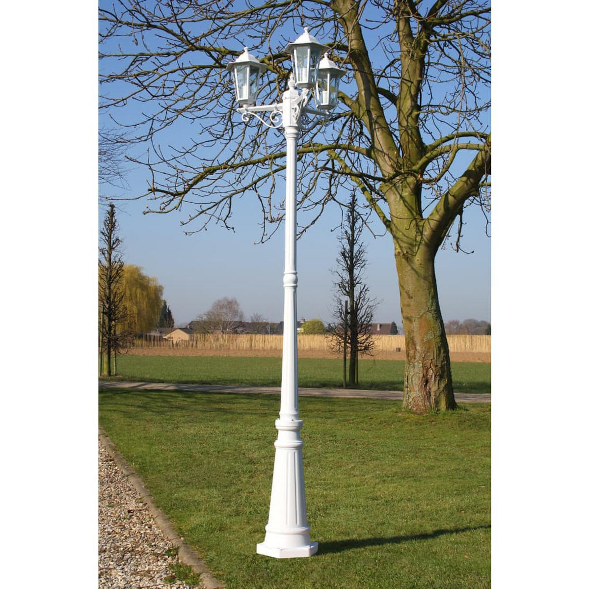 GARTENLATERNE 3-Flammig 215 Cm Weiss Aluminium - Weiß, Metall (55/55/215cm) - vidaXL
