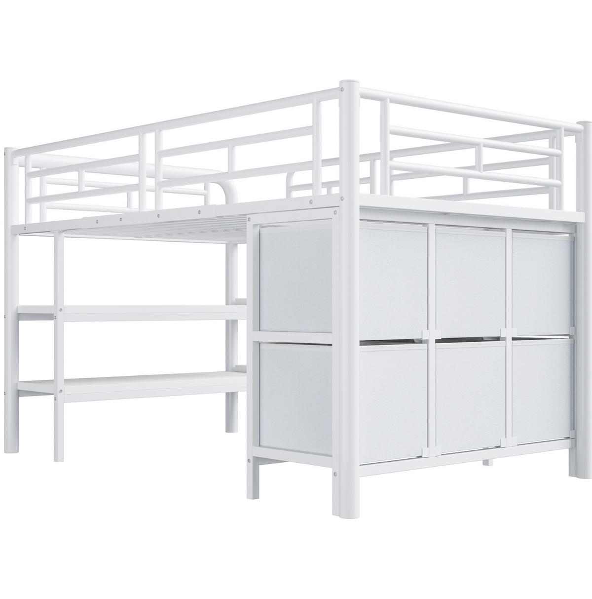 HOCHBETT mit Stauraum 90x200 cm Metall Weiß - Weiß, Metall (90/200cm) - Beauniv