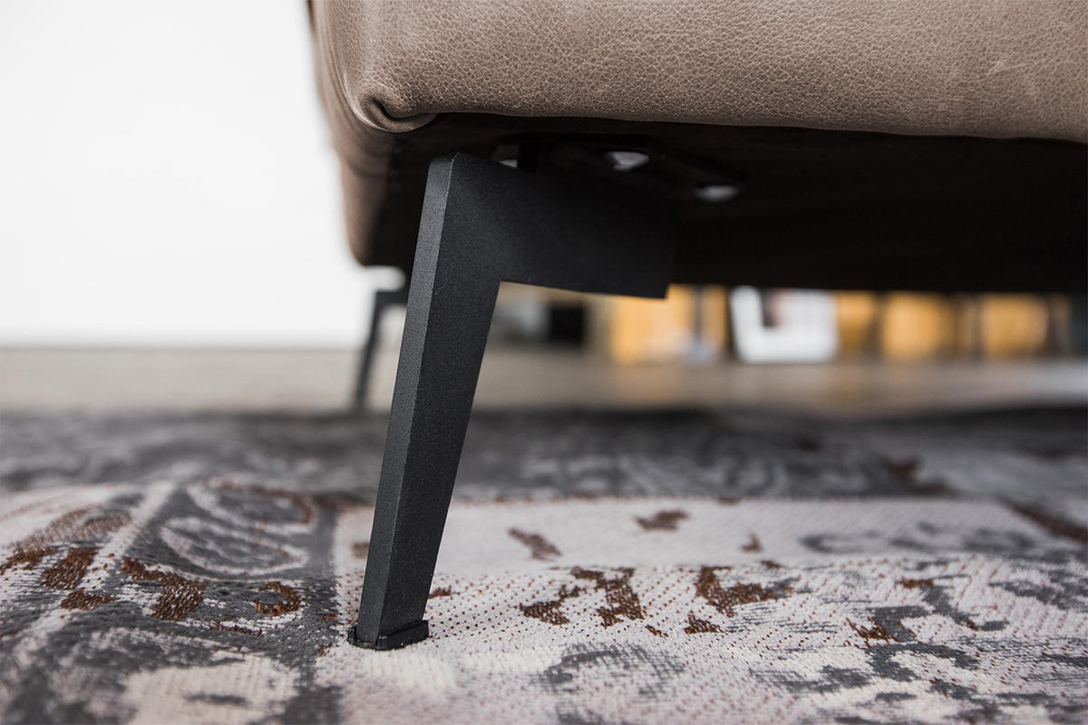 ECKSOFA BLOOM Taupe Leder - Taupe/Schwarz, Leder (276/177cm) - KAWOLA