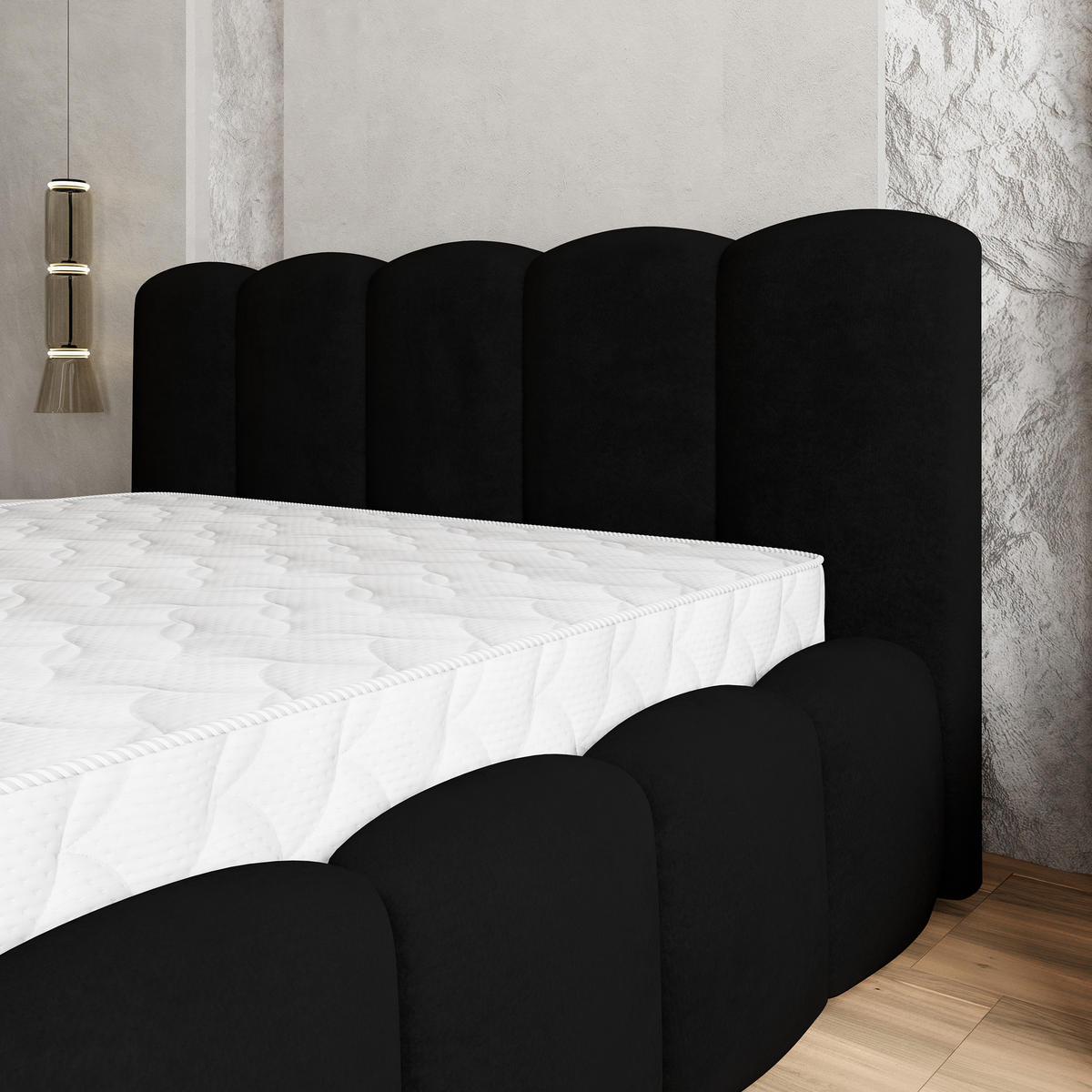 POLSTERBETT FALINA 160x200 cm mit Bettkästen - Schwarz - Schwarz, Holz (160/200cm) - MASSENO