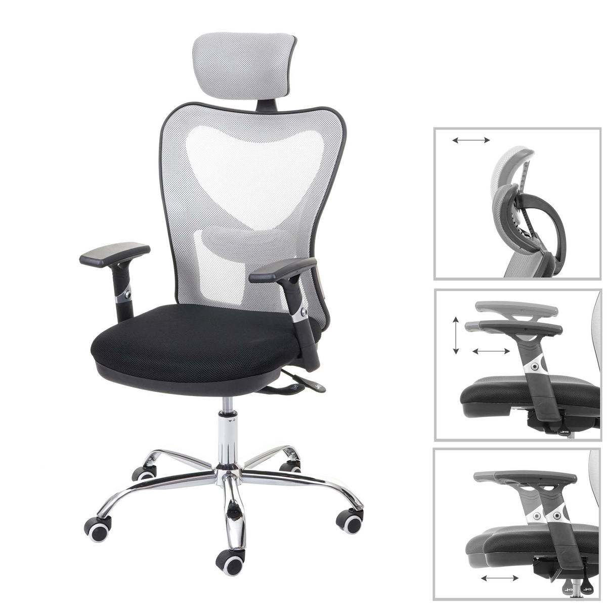 BÜROSTUHL Schwarz, Grau - Schwarz/Grau, Textil (71/130/84cm) - MCW