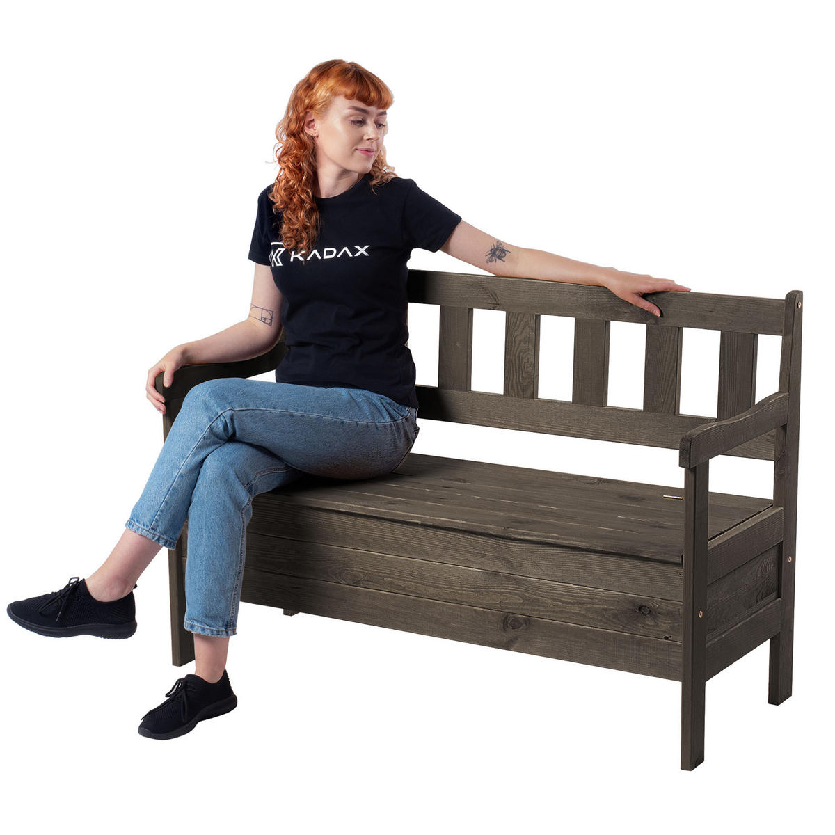 GARTENBANK mit brauner Truhe - Braun, Holz (120/47cm) - KADAX