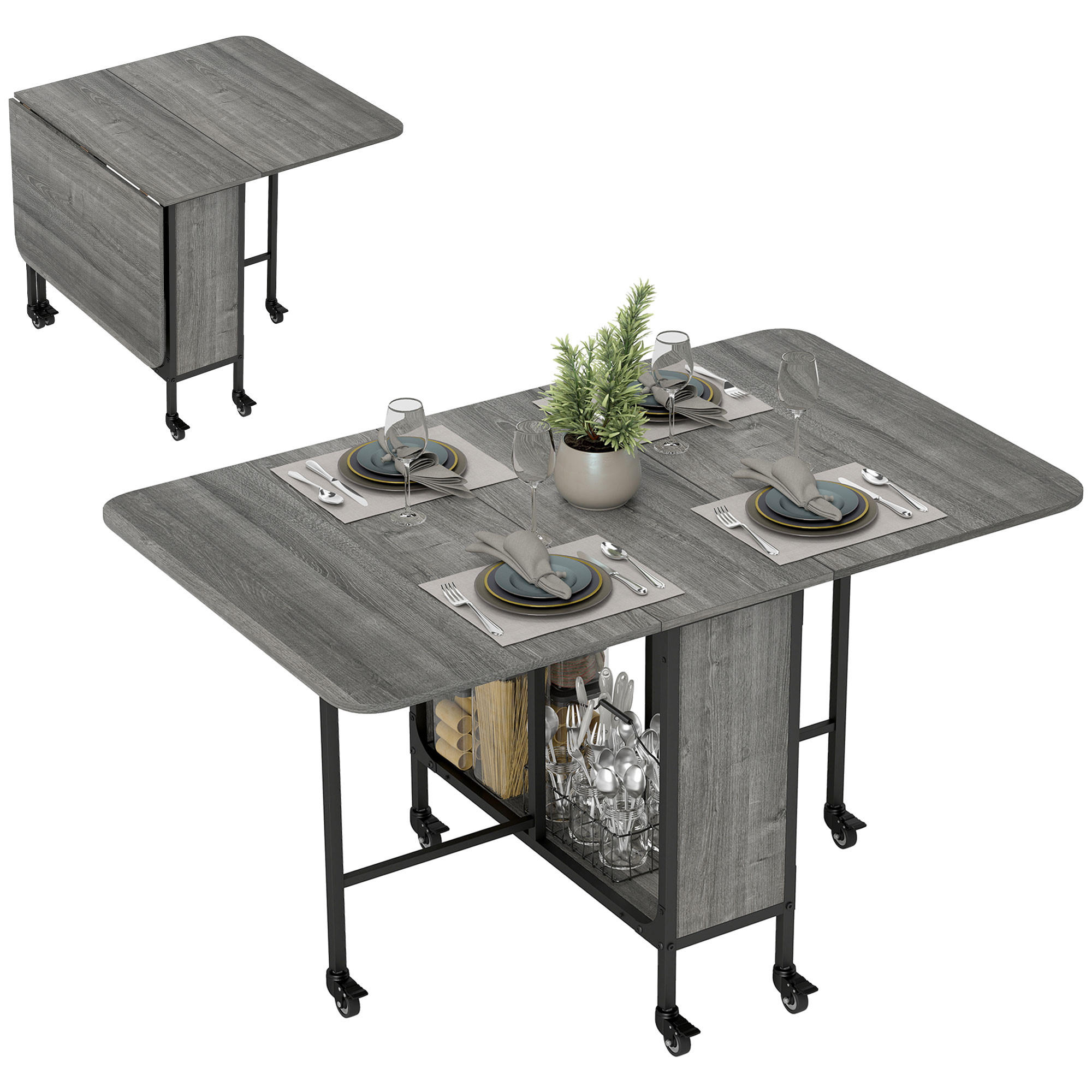 ESSTISCH Grau 1 Stück - Grau, Kunststoff (130/80/74cm) - GiPP