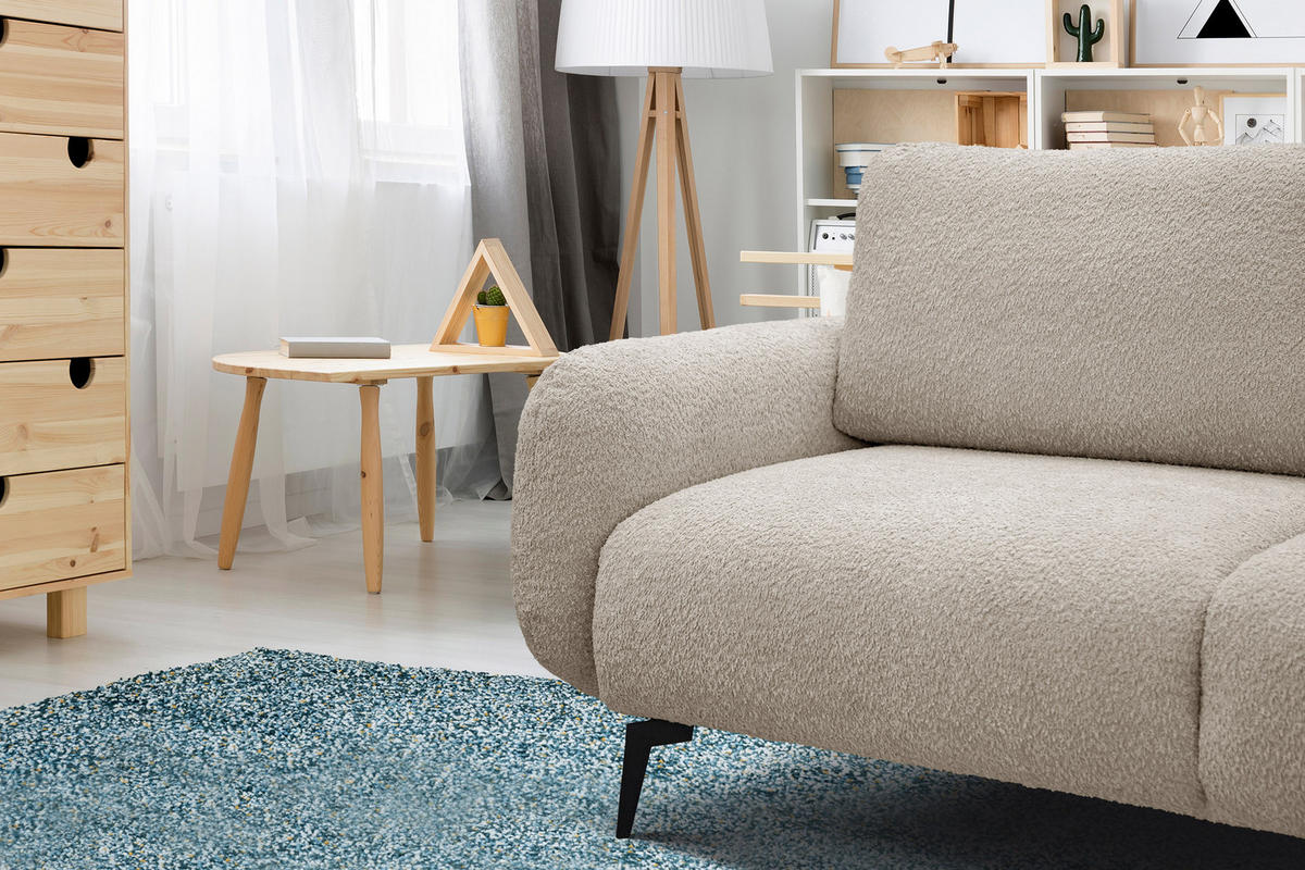 SOFA FEBE 3-Sitzer, ecru - Champagner/Schwarz, Holz/Textil (190/82/96cm) - Courtois Laville