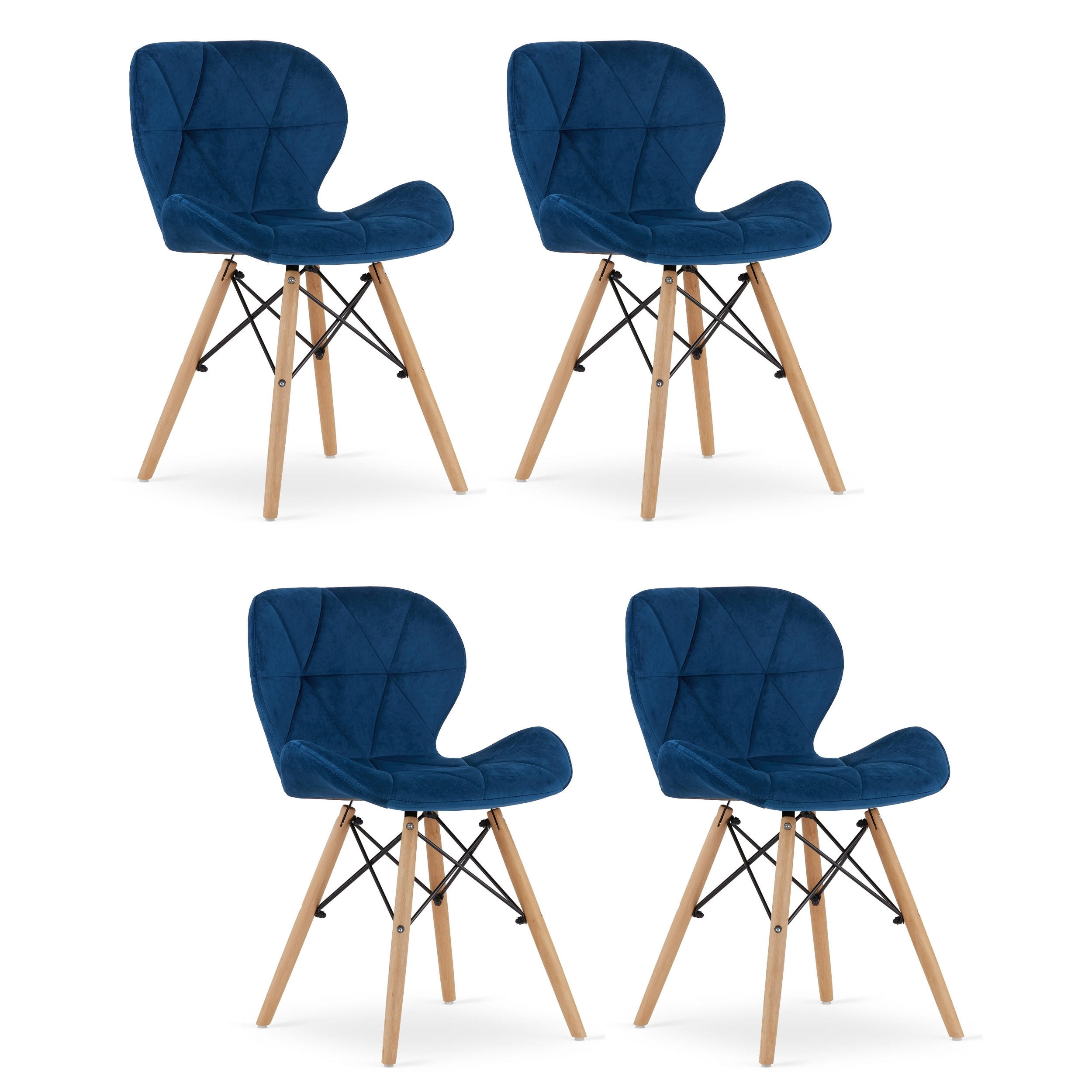 STUHL AMATRICE 4-er Set, Blau, mit Samtstoff gepolstert - Blau, Holz/Textil (48/74/53cm) - Komodee