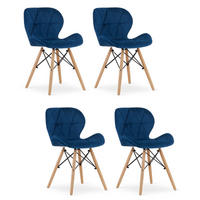 STUHL AMATRICE 4-er Set, Blau, mit Samtstoff gepolstert - Blau, Holz/Textil (48/74/53cm) - Komodee
