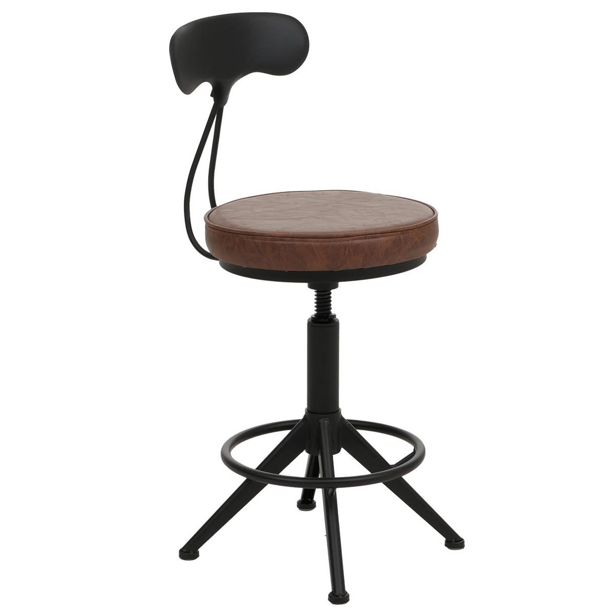 BARHOCKER 2er-Set mit Lehne Sitzhöhe 51-73cm Kunstleder Metall Braun höhenverstellbar - Braun, Kunststoff (45/101/45cm) - PROREGAL