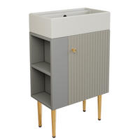 WASCHTISCHKOMBI Hellgrau mit Keramikbecken - Grau, Holzwerkstoff (55/91/31cm) - Urban Meuble